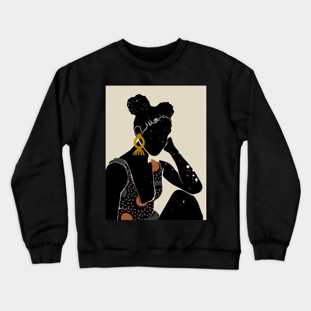 Black Hair No. 6 Crewneck Sweatshirt by DomoINK